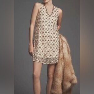 Anthropologie Let Me Be Crystal-Embellished Mini Shift Dress